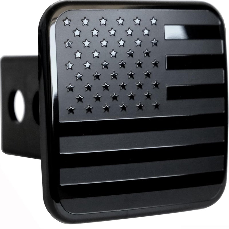 eVerHITCH 2 Inch Trailer Hitch Cover Plug with Metal American Black Flag Fit for Any 2" Hitch Receivers - Image 1
